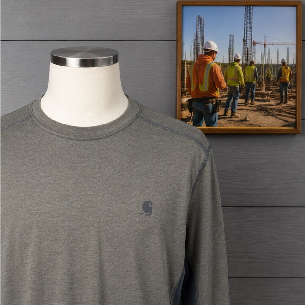 Carhartt FUC Men's Medium Gray Long Sleeve Crew with Dark Gray Side Panels